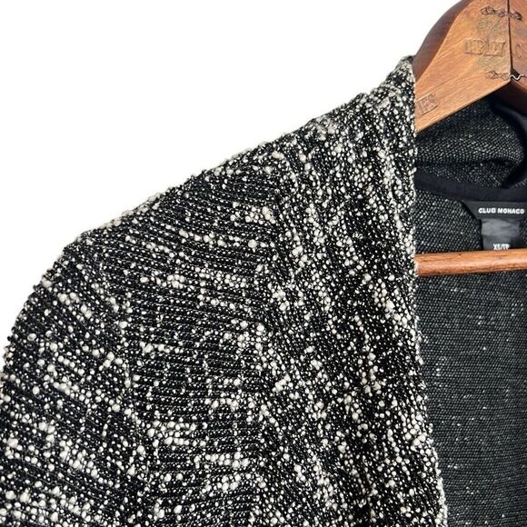 Club Monaco Kiki Drape Open Front Boucle Textured Cardigan Sweater Black Size XS - Picture 5 of 9